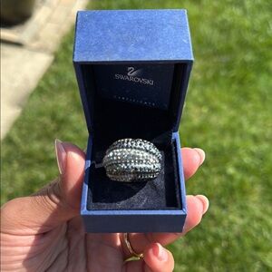 Swarovski Silver and Black Crystal Ring